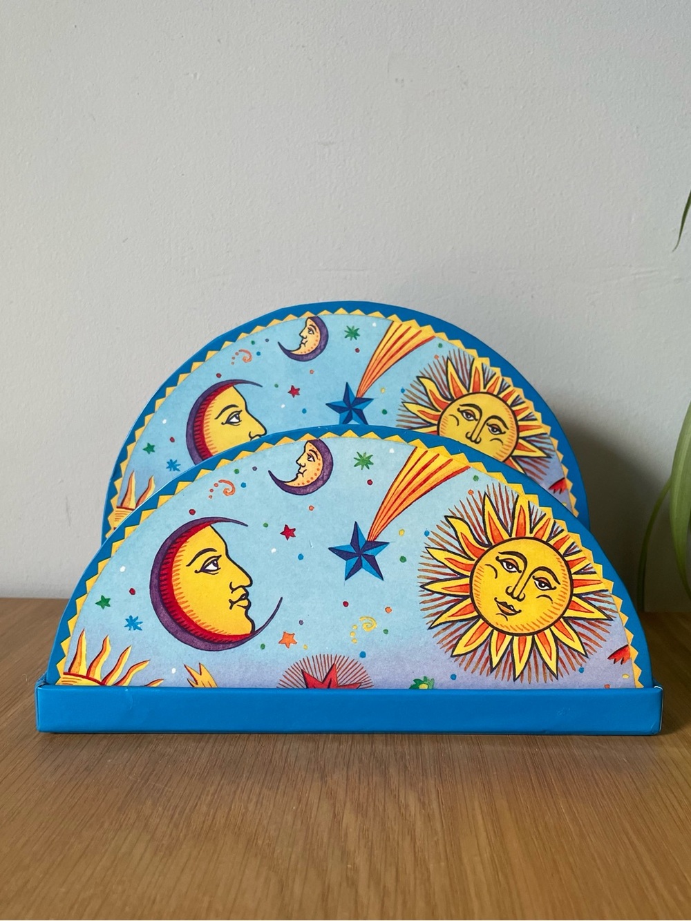 Vintage 90s Hallmark Celestial Letter Holder Sun Moon Stars Desk Organizer